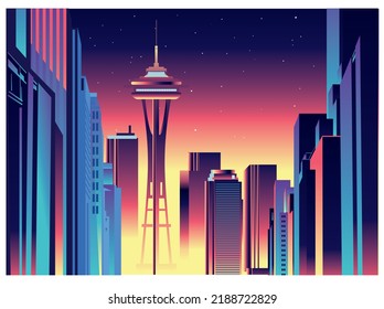 Seattle Washington skyline vector illustration