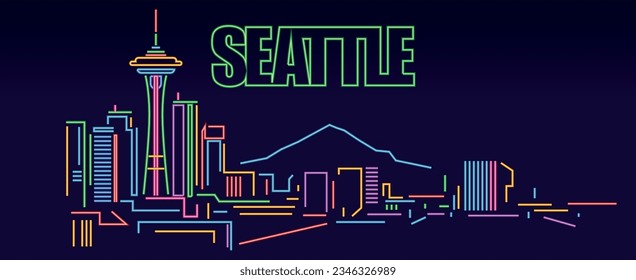 Seattle Washington skyline vector illustration