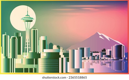 Seattle Washington skyline vector illustration