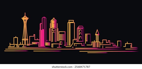 Seattle Washington skyline vector illustration