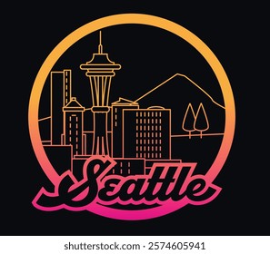 Seattle Washington skyline vector illustration