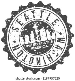 Seattle Washington Travel Stamp Icon City Design Tourism Export Seal