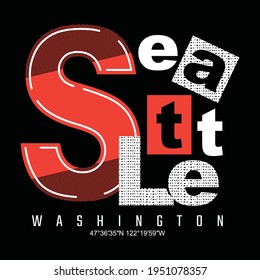 Seattle Washington Typography design in vector illustration.Clothing,tee shirt,apparel and other uses