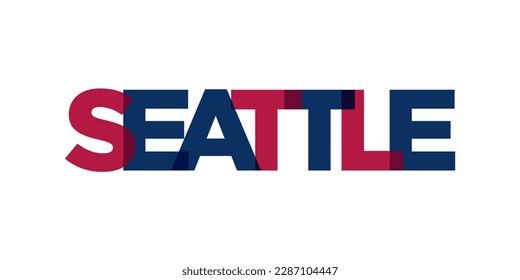 Seattle, Washington, USA typography slogan design. America logo with graphic city lettering for print and web products.