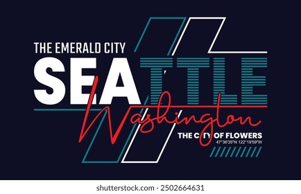 Seattle Washington,Vintage typography design in vector illustration.clothing,t shirt,apparel and other uses.Abstract design with the grunge and denim style. Vector print, typography, poster.