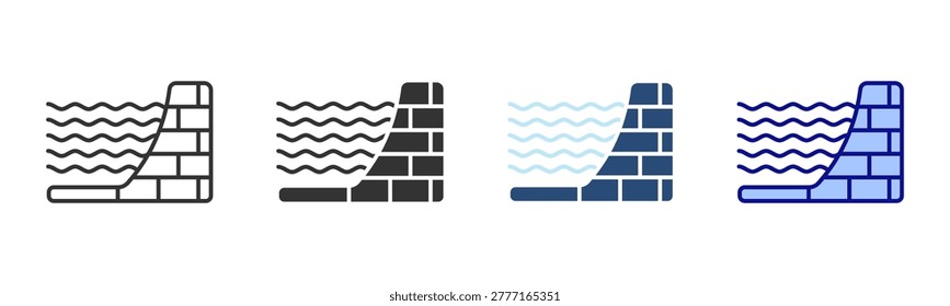 Seawall Icon Set. Designed In Multi Style