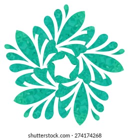 Sea-water colour abstract flower of five elements with polygonal pattern on white background in the Watercolour pattern collection