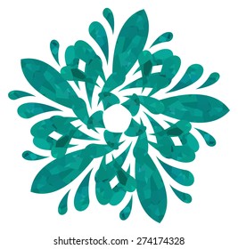 Sea-water colour abstract flower of five elements with polygonal pattern on white background in the Watercolour pattern collection