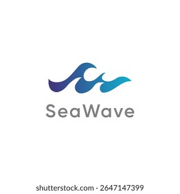 SeaWave Logo Design Abstract Blue Ocean Wave Branding