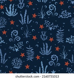 Seaweed with bubble seamless pattern
