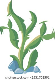 Seaweed cartoon icon. Underwater ocean green plant