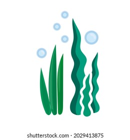 Seaweed flat icon. Pictogram for web. Simple symbol isolated on white background. Vector eps10