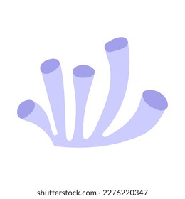 seaweed flat vector cartoon color illustration. Sea or ocean underwater life icon on white background