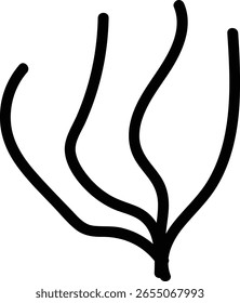 A seaweed with flowing lines in a bold, abstract style. Curved strands create a dynamic, organic form. Cartoon vector illustration.