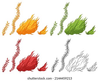 Seaweed, or grass. Vector icons, isolated.