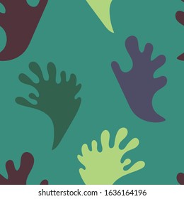 seaweed green violet abstract pattern on turquoise  background