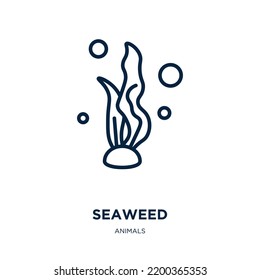 Seaweed Icon From Animals Collection. Thin Linear Seaweed, Water, Ocean Outline Icon Isolated On White Background. Line Vector Seaweed Sign, Symbol For Web And Mobile