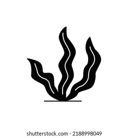 Seaweed icon in black flat glyph, filled style isolated on white background