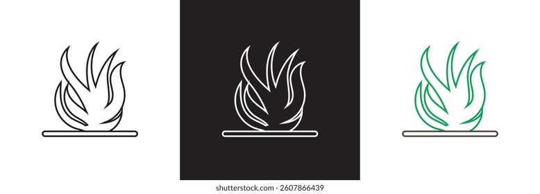 Seaweed icon. Black, white and green  plants icon, underwater grass icon. Vector illustration. isolated on white and black background. EPS 10
