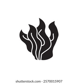 Seaweed icon black and white vector outline sign