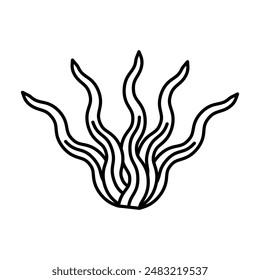 Seaweed icon linear logo mark in black and white