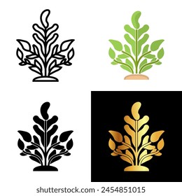 Seaweed Icon, Perfect for projects related to marine biology and aquatic aesthetics, the seaweed icon symbolizes resilience, biodiversity, and the mesmerizing beauty of ocean flora.