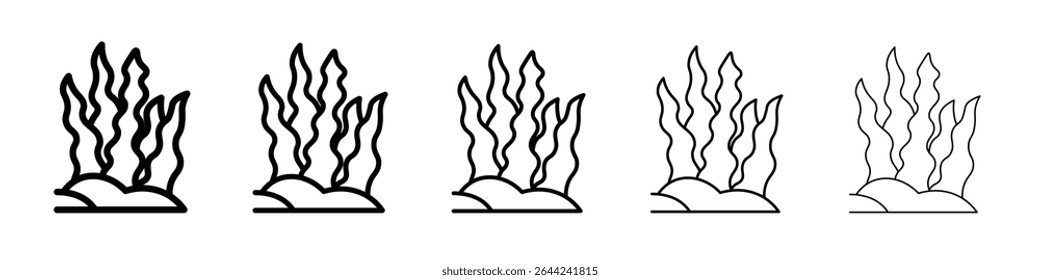Conjunto de marca de logotipo de contorno delgado de icono de algas marinas