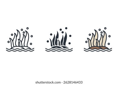 seaweed icons isolated on White Background. Flat style design