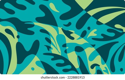 seaweed illustration for decoration, wallpaper, fabric, pattern, background, pattern, packaging. Sailor pattern, green, blue. Motion sea, reflection, aquatic. Booth decor, book cover