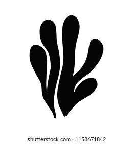 seaweed in isolation. silhouette black sea plant.