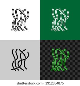 Seaweed line style icon. Sea weeds underwater plant simple symbol. Editable outline width.