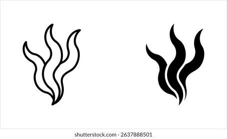 Seaweed linear icon set. underwater plant, natural component, skincare treatment and food Ingredient. vector illustration on white background