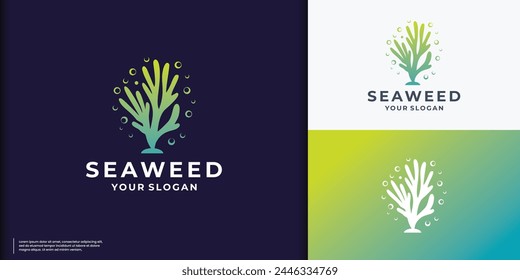 Seaweed logo with colorful gradient modern vector illustration design.