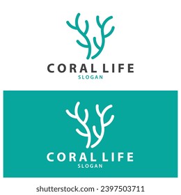 seaweed logo  coral logo  simple leaf logo  underwater plant vector  design vector