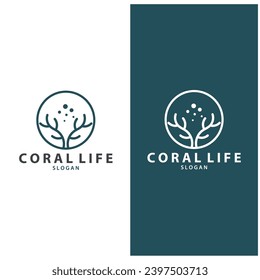 seaweed logo  coral logo  simple leaf logo  underwater plant vector  design vector