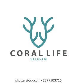 logotipo de algas logotipo de coral logotipo de hoja simple diseño de vectores de plantas submarinas vector