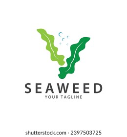 seaweed logo  coral logo  simple leaf logo  underwater plant vector  design vector