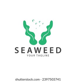 seaweed logo  coral logo  simple leaf logo  underwater plant vector  design vector