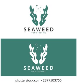 seaweed logo  coral logo  simple leaf logo  underwater plant vector  design vector
