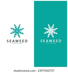 seaweed logo  coral logo  simple leaf logo  underwater plant vector  design vector