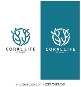 seaweed logo  coral logo  simple leaf logo  underwater plant vector  design vector