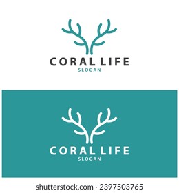 seaweed logo  coral logo  simple leaf logo  underwater plant vector  design vector