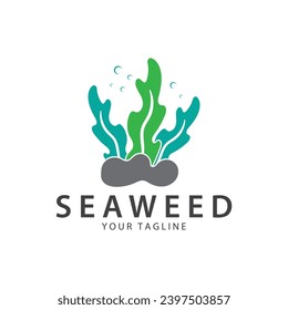 seaweed logo  coral logo  simple leaf logo  underwater plant vector  design vector