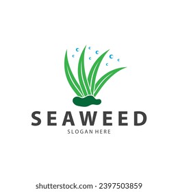 seaweed logo  coral logo  simple leaf logo  underwater plant vector  design vector