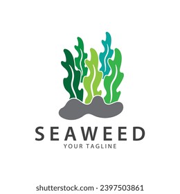 seaweed logo  coral logo  simple leaf logo  underwater plant vector  design vector