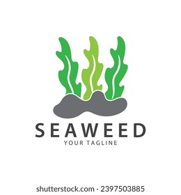 seaweed logo  coral logo  simple leaf logo  underwater plant vector  design vector