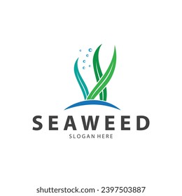 seaweed logo  coral logo  simple leaf logo  underwater plant vector  design vector