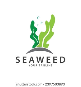 seaweed logo  coral logo  simple leaf logo  underwater plant vector  design vector