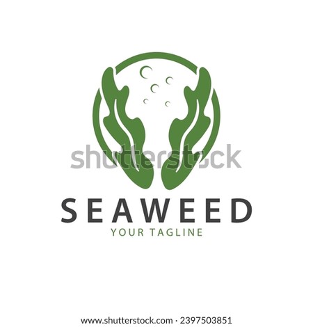 seaweed logo  coral logo  simple leaf logo  underwater plant vector  design vector