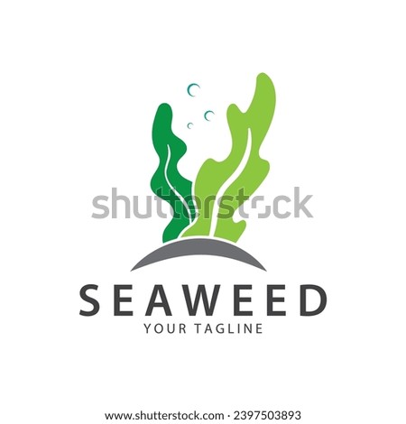 seaweed logo  coral logo  simple leaf logo  underwater plant vector  design vector